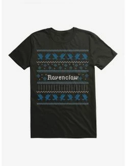 New 😀 Boxlunch Harry Potter Ravenclaw Ugly ❄ Christmas Pattern T-Shirt 👏